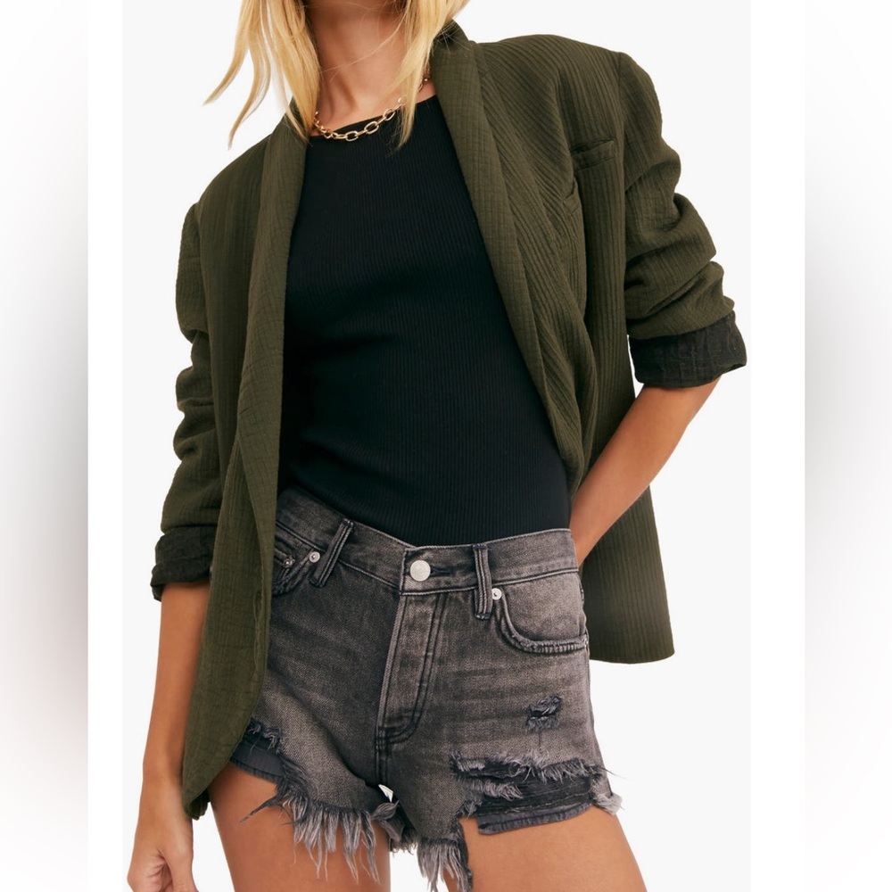 Free People Loving Good Vibrations Fray Hem Denim Shorts